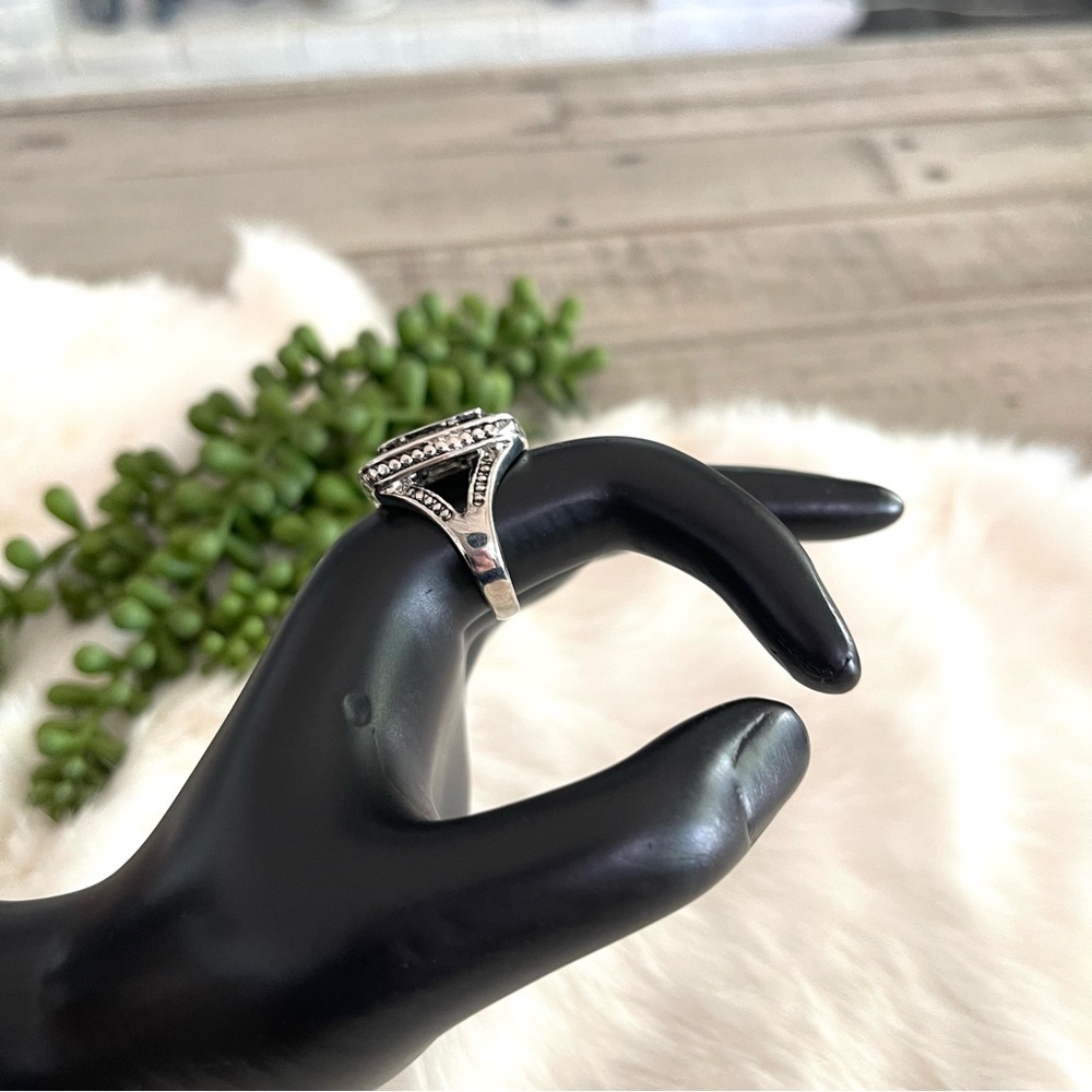 Silver and Gold Tone Square Shaped Statement Ring Size 7.5 - Picture 3 of 5